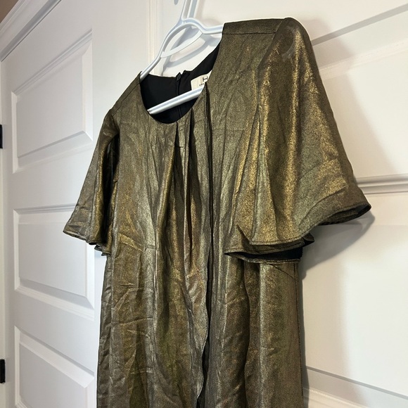 NEW Halston Heritage Metallic Gold Dress - Picture 4 of 6